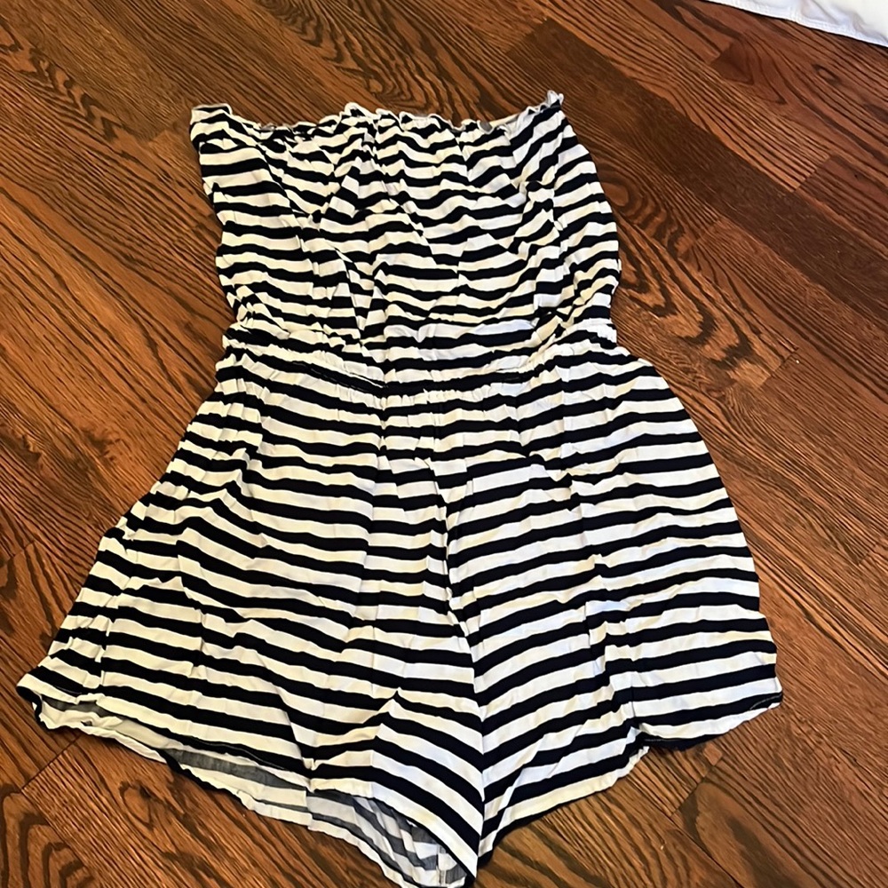 Navy&White Striped Romper